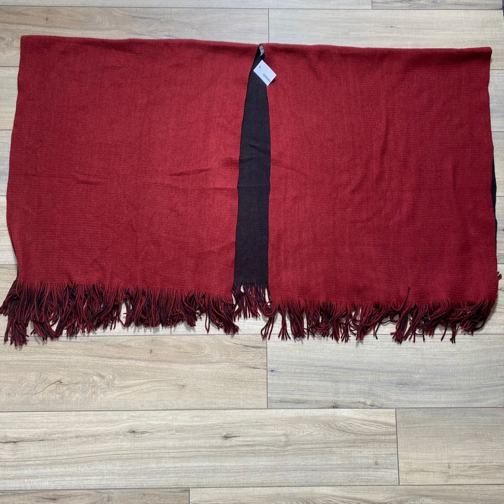Sonoma Womens Cold Weather Reversible Fringe One Size Dark Red Black